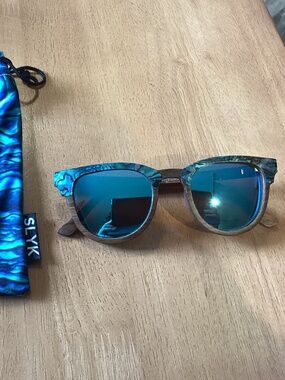 SLYK Beachcombers Abalone and Wood Sunglasses